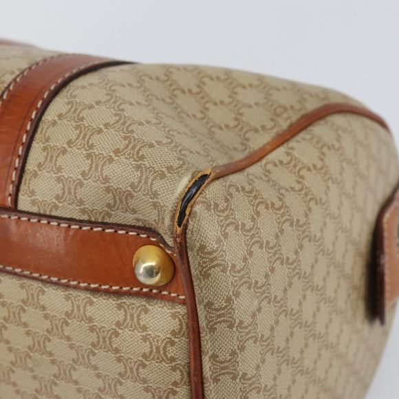 CELINE Macadam Canvas Boston Bag PVC Beige Gold Auth 166655