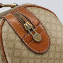 CELINE Macadam Canvas Boston Bag PVC Beige Gold Auth 166655-10
