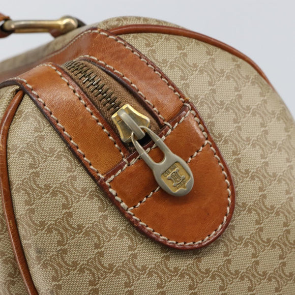 CELINE Macadam Canvas Boston Bag PVC Beige Gold Auth 166655