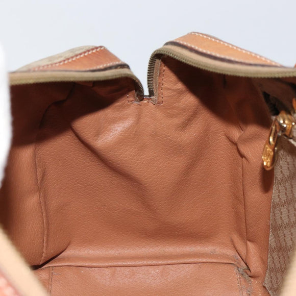 CELINE Macadam Canvas Boston Bag PVC Beige Gold Auth 166655