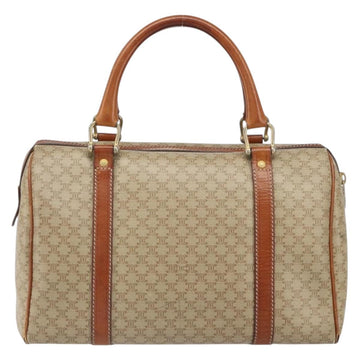 CELINE Macadam Canvas Boston Bag PVC Beige Gold Auth 166655 - 0