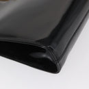 Salvatore Ferragamo Chain Gancini Shoulder Bag Patent Black Gold Auth 166656-9