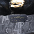 Salvatore Ferragamo Chain Gancini Shoulder Bag Patent Black Gold Auth 166656-12