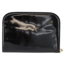 Salvatore Ferragamo Chain Gancini Shoulder Bag Patent Black Gold Auth 166656-2