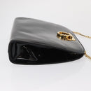 Salvatore Ferragamo Chain Gancini Shoulder Bag Patent Black Gold Auth 166656-3