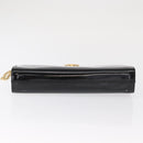 Salvatore Ferragamo Chain Gancini Shoulder Bag Patent Black Gold Auth 166656-5