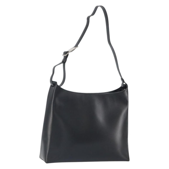 Salvatore Ferragamo Shoulder Bag Leather Black Silver Auth 166658