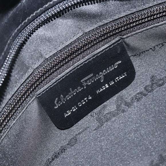 Salvatore Ferragamo Shoulder Bag Leather Black Silver Auth 166658