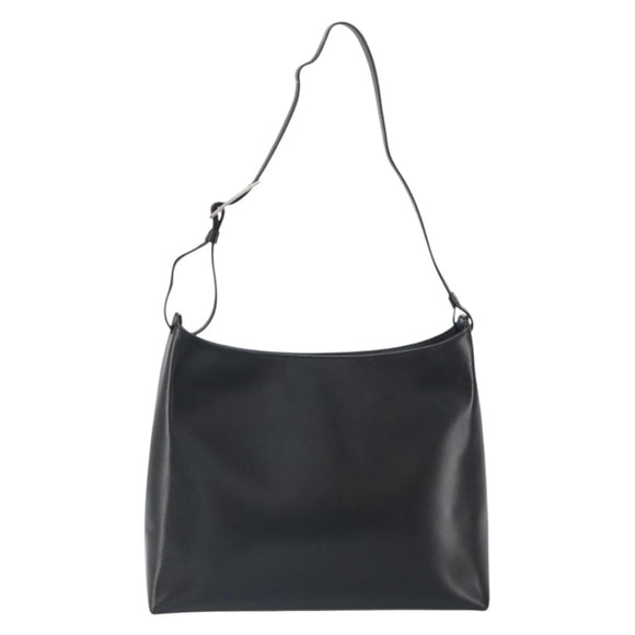 Salvatore Ferragamo Shoulder Bag Leather Black Silver Auth 166658