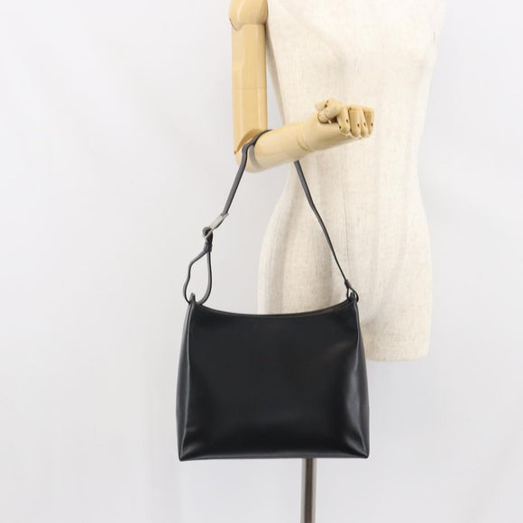 Salvatore Ferragamo Shoulder Bag Leather Black Silver Auth 166658