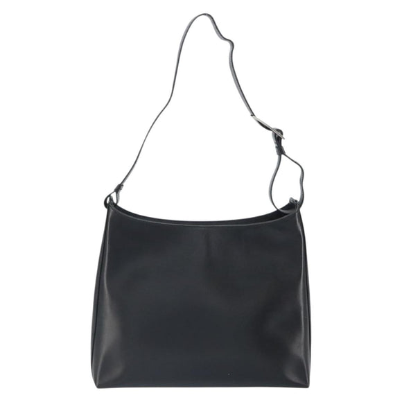 Salvatore Ferragamo Shoulder Bag Leather Black Silver Auth 166658