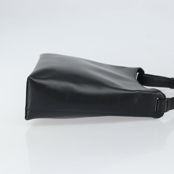 Salvatore Ferragamo Shoulder Bag Leather Black Silver Auth 166658