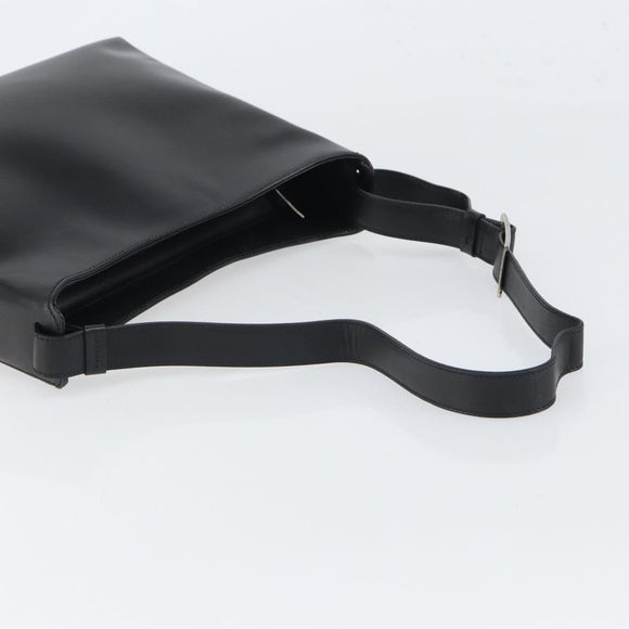Salvatore Ferragamo Shoulder Bag Leather Black Silver Auth 166658