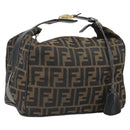 FENDI Zucca Canvas Vanity Pouch Black Brown Auth 166661-1