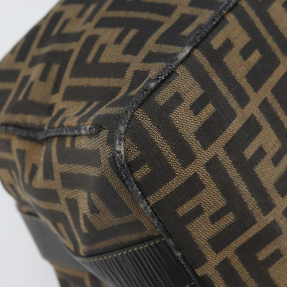 FENDI Zucca Canvas Vanity Pouch Black Brown Auth 166661