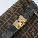 FENDI Zucca Canvas Vanity Pouch Black Brown Auth 166661-17