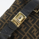FENDI Zucca Canvas Vanity Pouch Black Brown Auth 166661-19