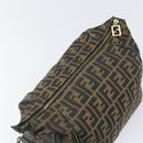 FENDI Zucca Canvas Vanity Pouch Black Brown Auth 166661-9