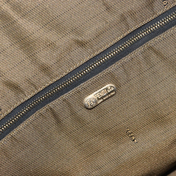 FENDI Zucca Canvas Vanity Pouch Black Brown Auth 166661