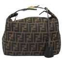 FENDI Zucca Canvas Vanity Pouch Black Brown Auth 166661-13