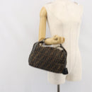 FENDI Zucca Canvas Vanity Pouch Black Brown Auth 166661-25