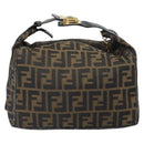 FENDI Zucca Canvas Vanity Pouch Black Brown Auth 166661-2