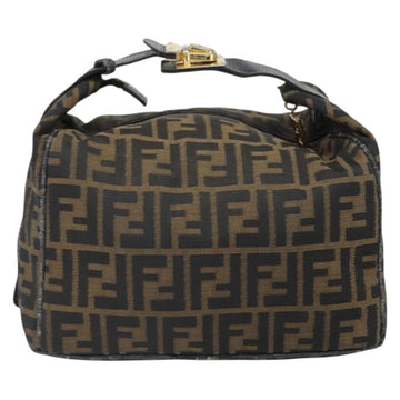 FENDI Zucca Canvas Vanity Pouch Black Brown Auth 166661 - 0