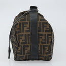 FENDI Zucca Canvas Vanity Pouch Black Brown Auth 166661-3