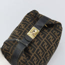 FENDI Zucca Canvas Vanity Pouch Black Brown Auth 166661-6