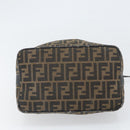 FENDI Zucca Canvas Vanity Pouch Black Brown Auth 166661-5