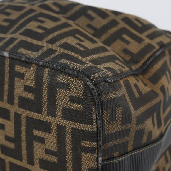 FENDI Zucca Canvas Vanity Pouch Black Brown Auth 166661