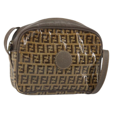 FENDI Zucchino Canvas Shoulder Bag Beige Auth 166662