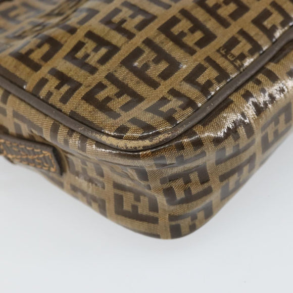 FENDI Zucchino Canvas Shoulder Bag Beige Auth 166662