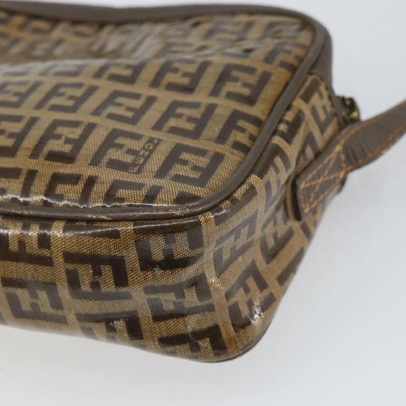 FENDI Zucchino Canvas Shoulder Bag Beige Auth 166662