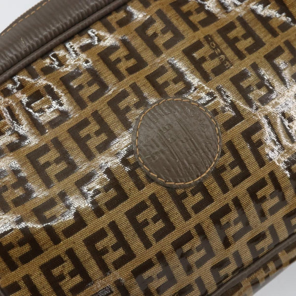 FENDI Zucchino Canvas Shoulder Bag Beige Auth 166662