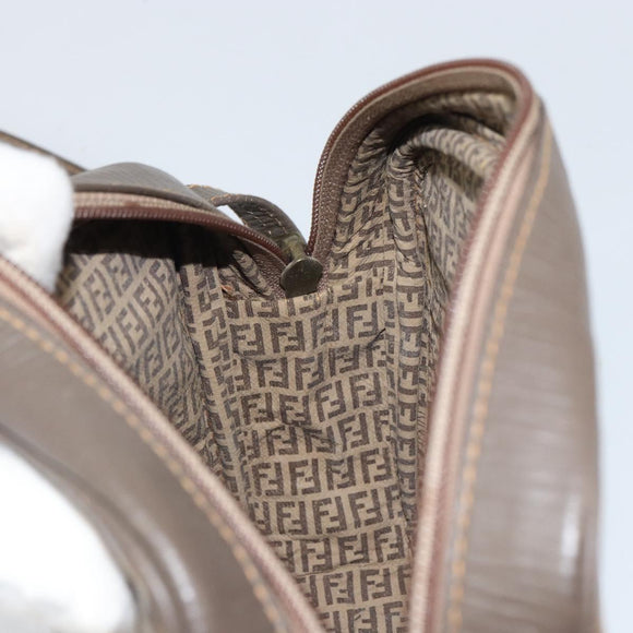 FENDI Zucchino Canvas Shoulder Bag Beige Auth 166662