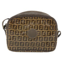 FENDI Zucchino Canvas Shoulder Bag Beige Auth 166662-13