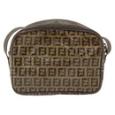 FENDI Zucchino Canvas Shoulder Bag Beige Auth 166662-2