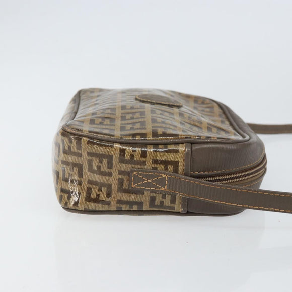 FENDI Zucchino Canvas Shoulder Bag Beige Auth 166662