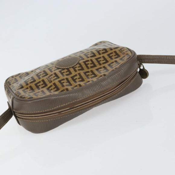 FENDI Zucchino Canvas Shoulder Bag Beige Auth 166662