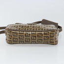 FENDI Zucchino Canvas Shoulder Bag Beige Auth 166662-5