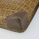 FENDI Zucchino Canvas Shoulder Bag Beige Gold Auth 166663-14