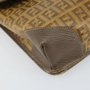 FENDI Zucchino Canvas Shoulder Bag Beige Gold Auth 166663-15