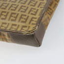 FENDI Zucchino Canvas Shoulder Bag Beige Gold Auth 166663-9