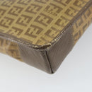 FENDI Zucchino Canvas Shoulder Bag Beige Gold Auth 166663-16