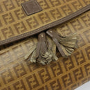 FENDI Zucchino Canvas Shoulder Bag Beige Gold Auth 166663-10