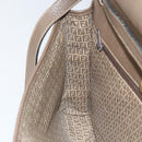 FENDI Zucchino Canvas Shoulder Bag Beige Gold Auth 166663-20