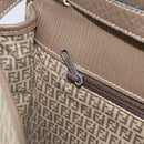 FENDI Zucchino Canvas Shoulder Bag Beige Gold Auth 166663-21