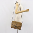 FENDI Zucchino Canvas Shoulder Bag Beige Gold Auth 166663-23
