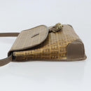 FENDI Zucchino Canvas Shoulder Bag Beige Gold Auth 166663-4